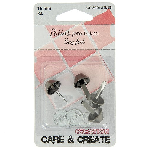 Patin rond pour sac 15mm finition nickel noir
