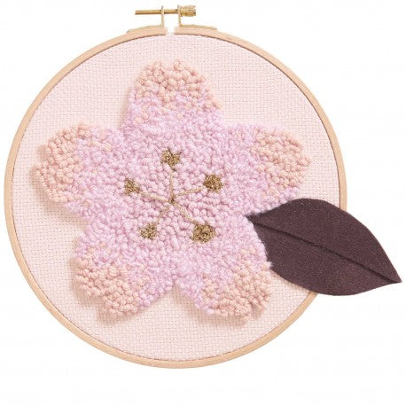 Kit Punch Needle Fleur de cerisier - Rico Design - Brun