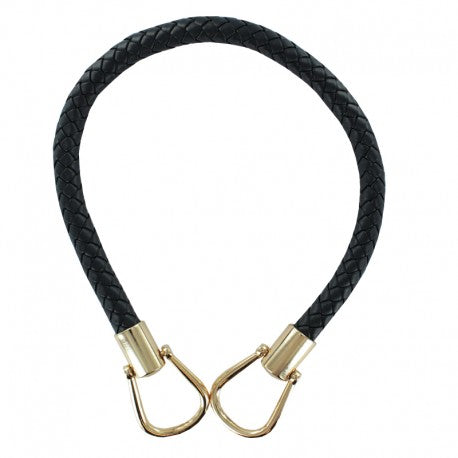 Anse de Sac Tressée en Simili Cuir avec Boucle et Embout Doré