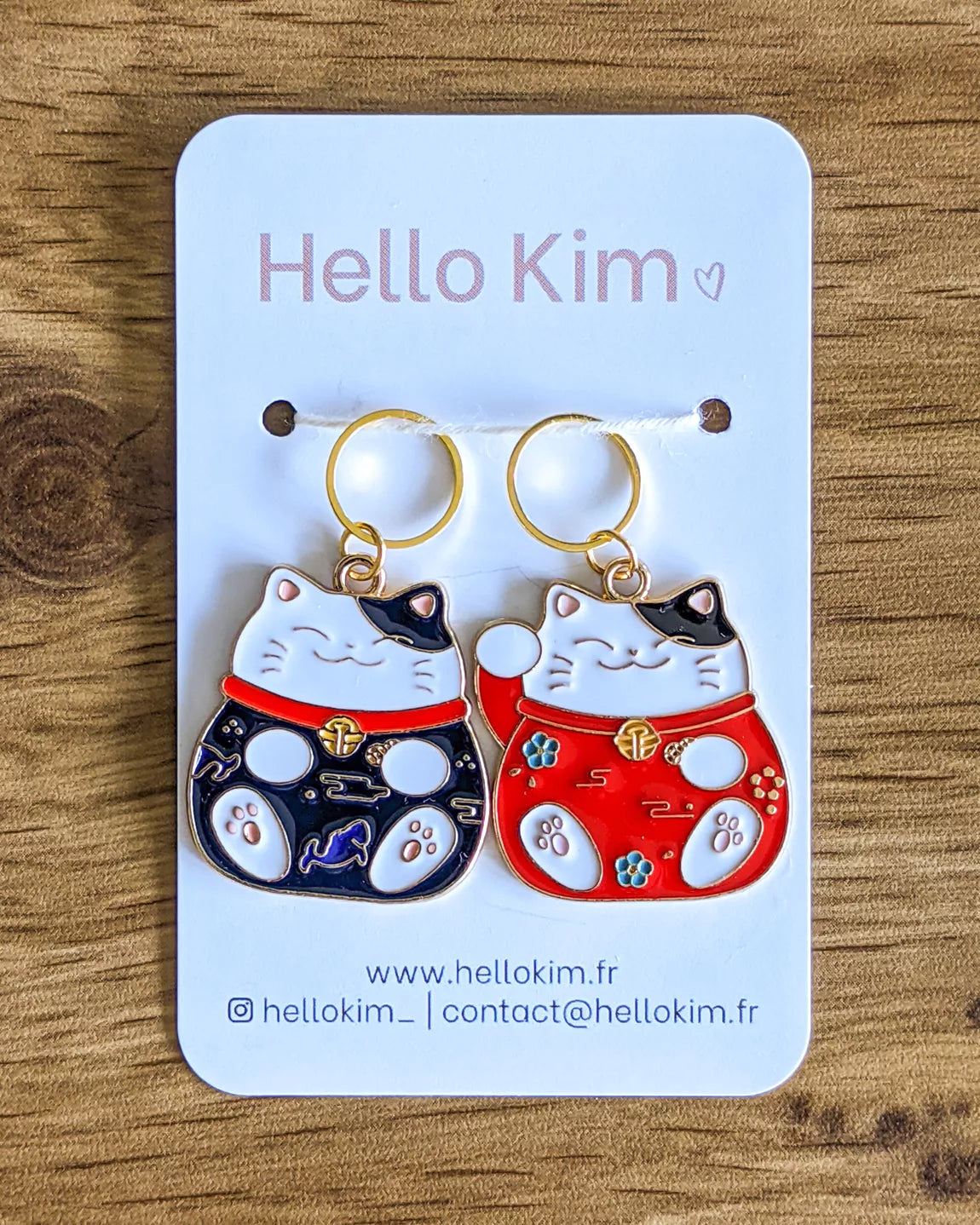 Lucky Cats - Stitch Marker Rings  Hello Kim