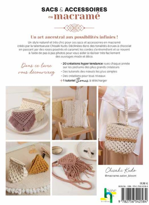 20 sacs &amp; accessoires en macramé