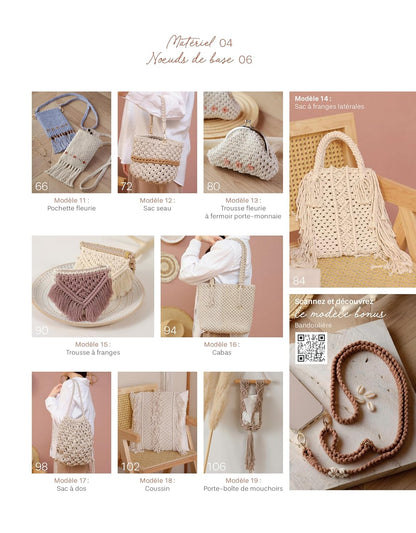 20 sacs &amp; accessoires en macramé