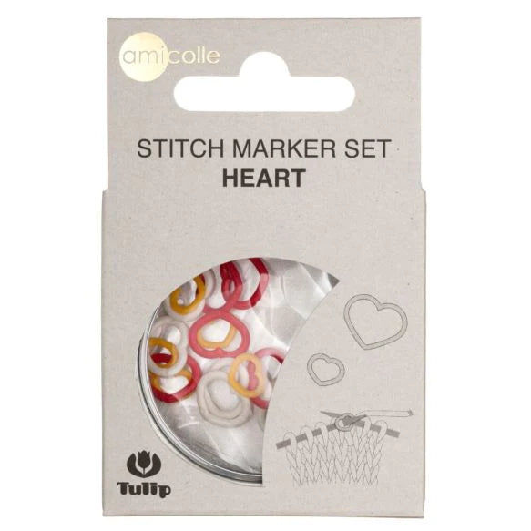 Assortiment de 15 marqueurs de mailles en forme de coeur rouge / Blanc / Jaune
