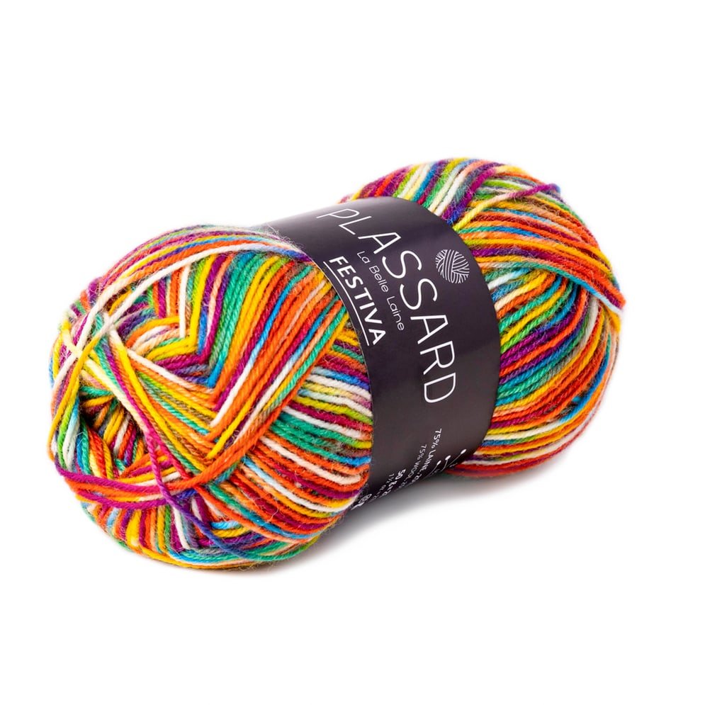 Festiva – Fil chaussette multicolore en laine superwash et nylon