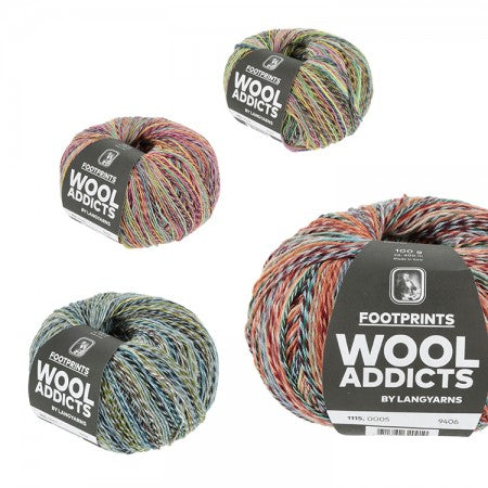 Footprints Wool Addict – Fil chaussettes 45% coton, 42% laine superwash, 13% nylon