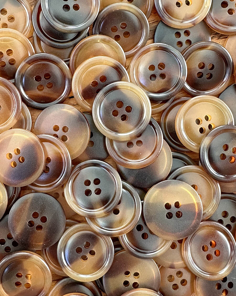 Bouton effet corne en galalithe – 15 mm, 20 mm et 25 mm