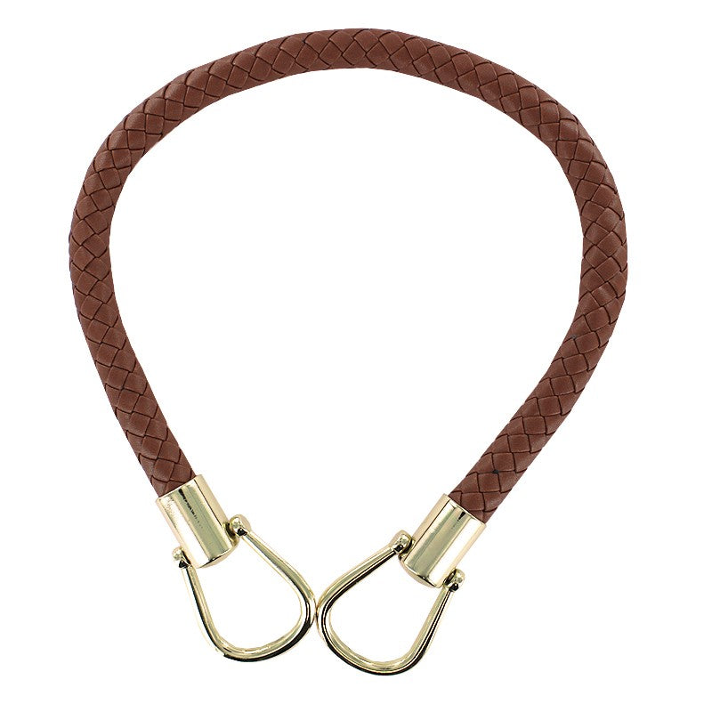 Anse de Sac Tressée en Simili Cuir avec Boucle et Embout Doré